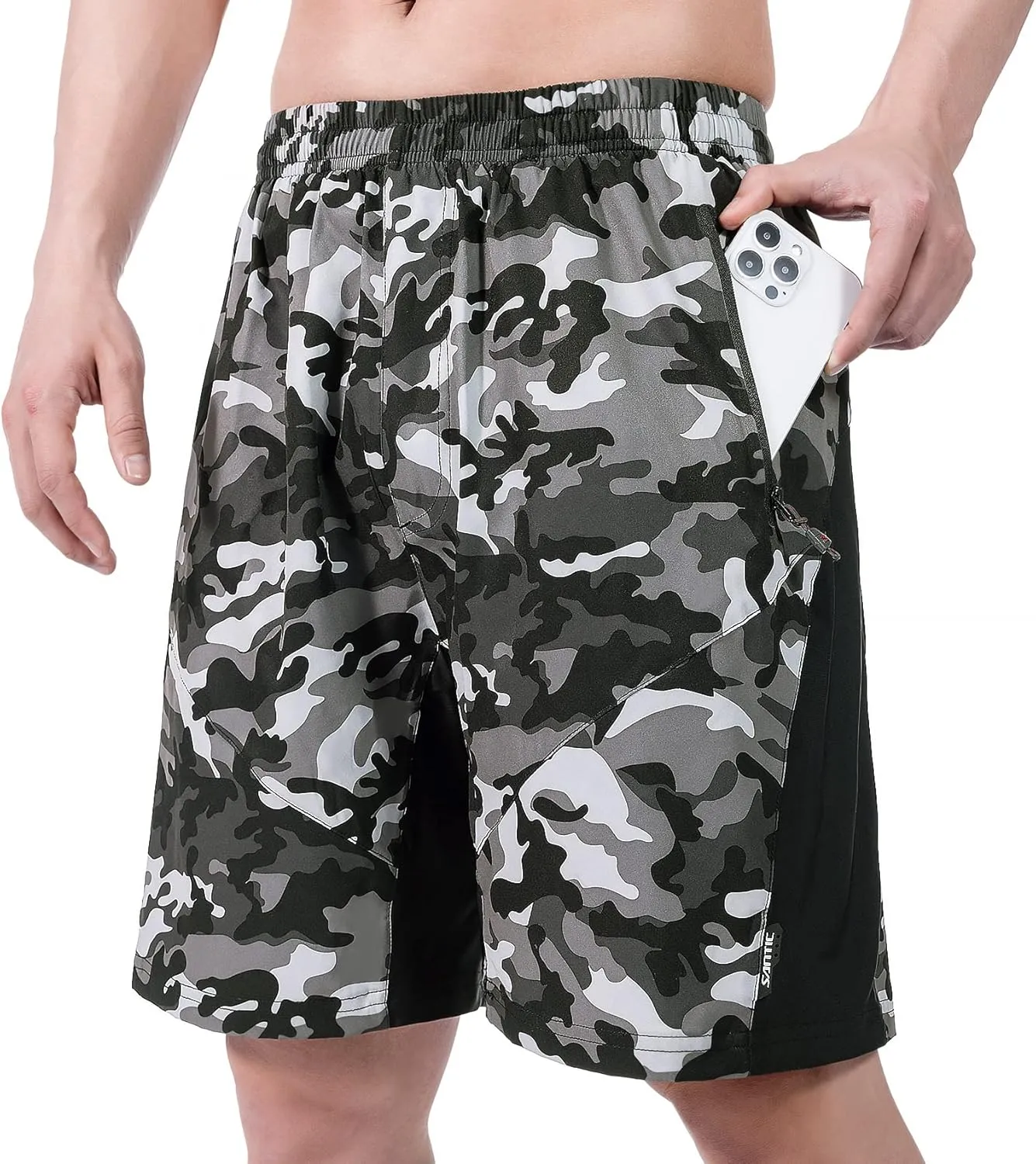 Santic Men's Bike Shorts Loose-Fit Softshell Mountain Bike with Padded Cycling Shorts MTB Bicycle Trail Shorts