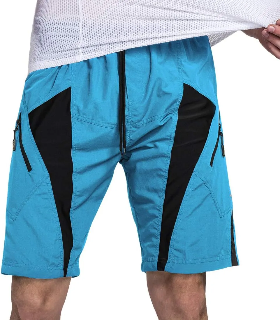Santic Men's Bike Shorts Loose-Fit Softshell Mountain Bike with Padded Cycling Shorts MTB Bicycle Trail Shorts