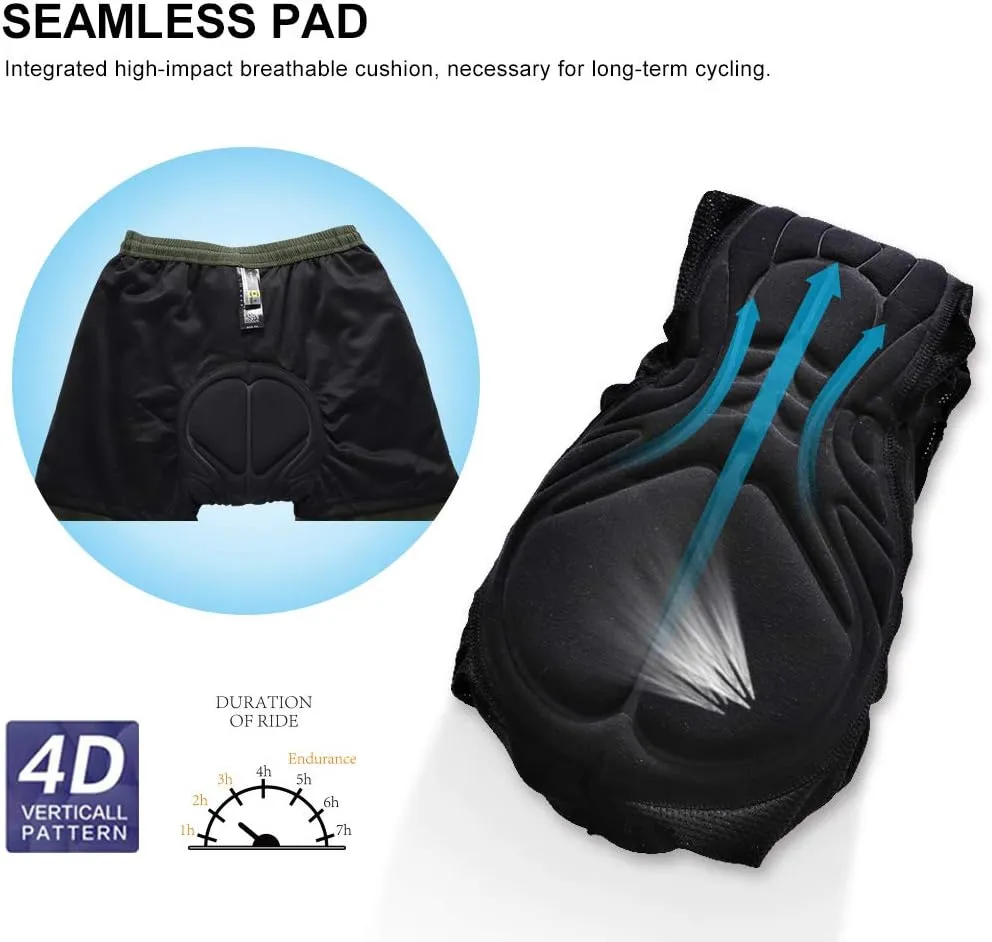 Santic Men's Bike Shorts Loose-Fit Softshell Mountain Bike with Padded Cycling Shorts MTB Bicycle Trail Shorts
