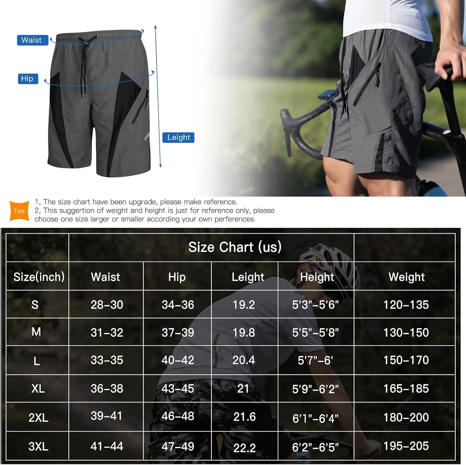 Santic Men's Bike Shorts Loose-Fit Softshell Mountain Bike with Padded Cycling Shorts MTB Bicycle Trail Shorts