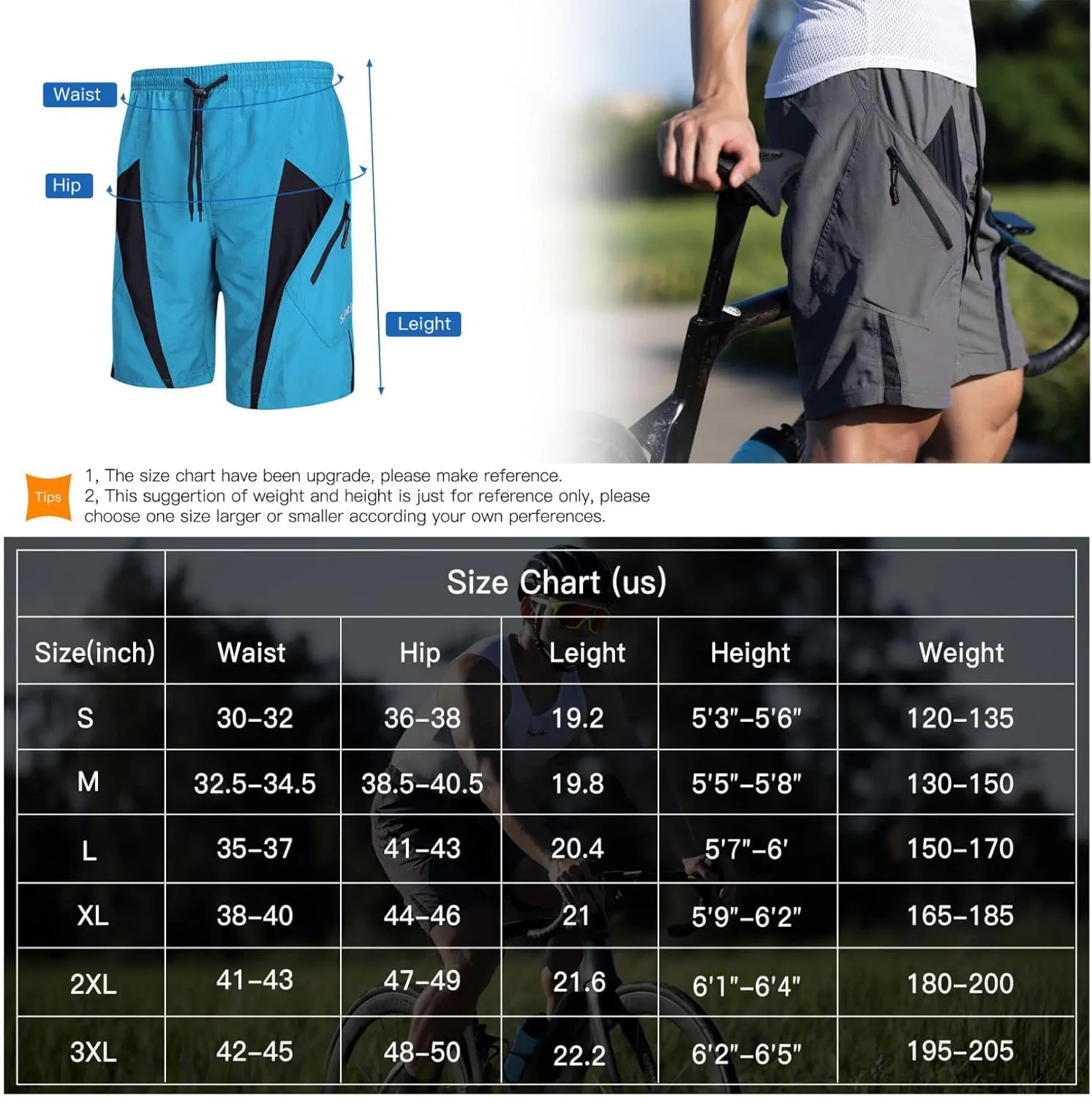 Santic Men's Bike Shorts Loose-Fit Softshell Mountain Bike with Padded Cycling Shorts MTB Bicycle Trail Shorts