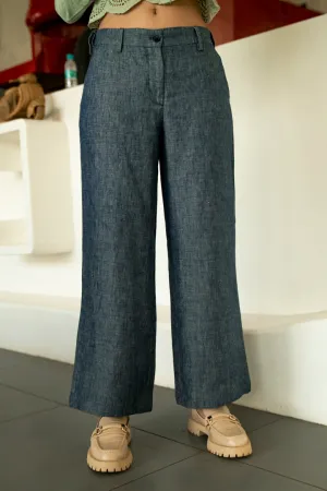 Saxe Blue 100% Linen Pant