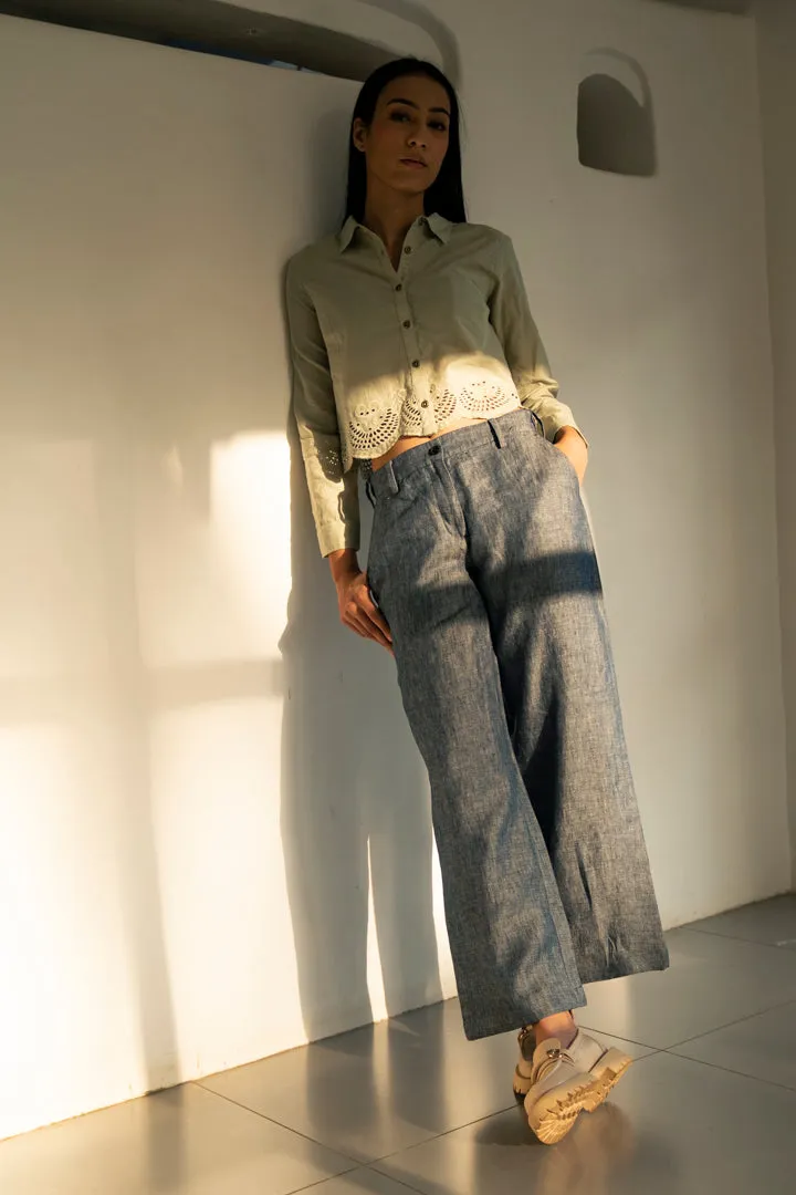 Saxe Blue 100% Linen Pant