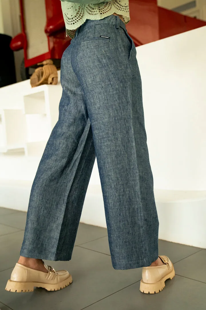 Saxe Blue 100% Linen Pant