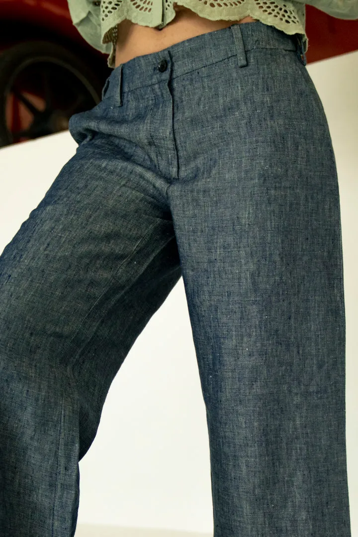 Saxe Blue 100% Linen Pant