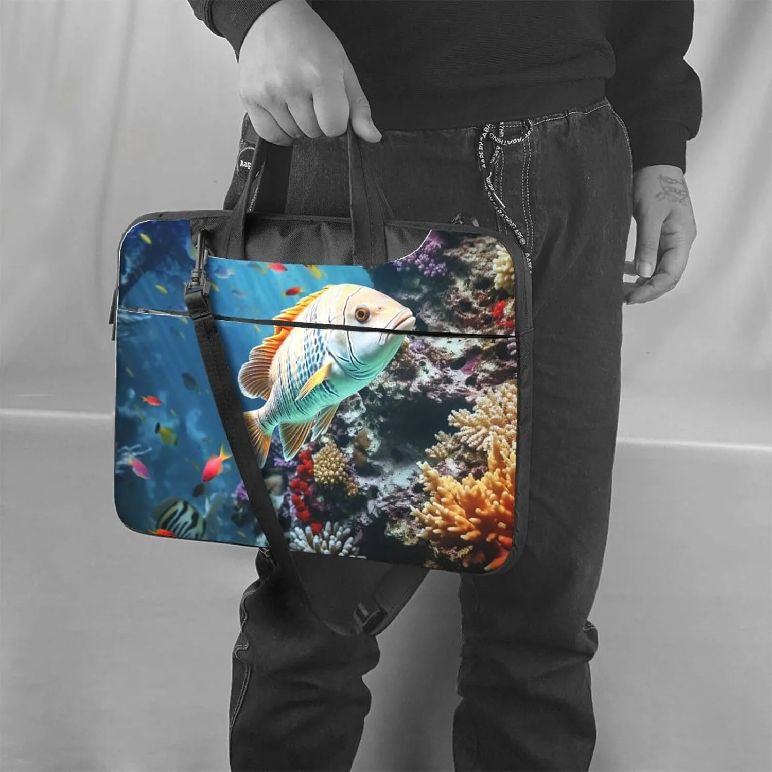 Seabed underwater fish Laptop Bag for Women Men 15.6" Computer Sleeve Business Travel Briefcase Messenger Bag