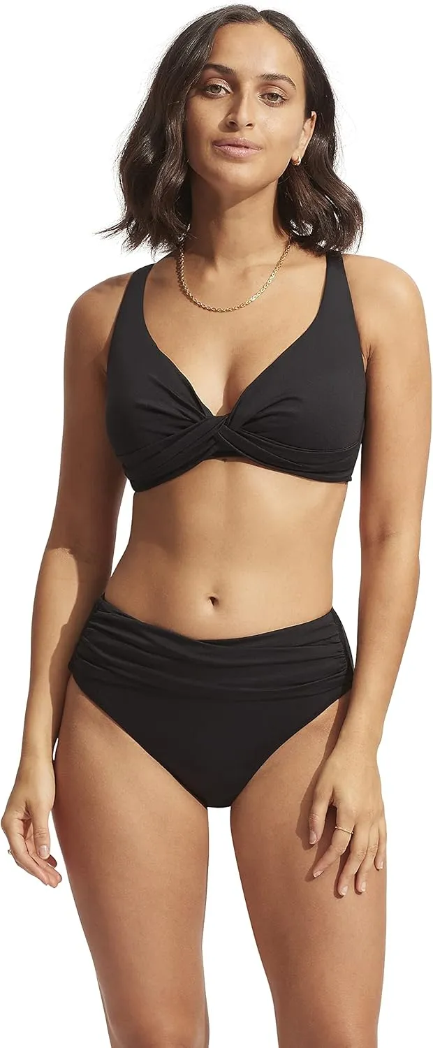 Seafolly Women's High Waist Wrap Front Bikini Bottom Swimsuit
