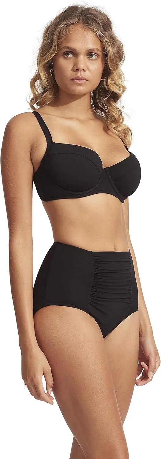 Seafolly Women's High Waisted Full Coverage Bikini Bottom Swimsuit