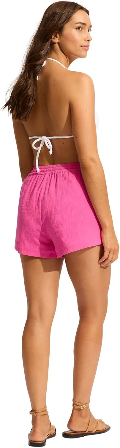 Seafolly Women's Standard Crinkle Cotton Beach Short Coverup