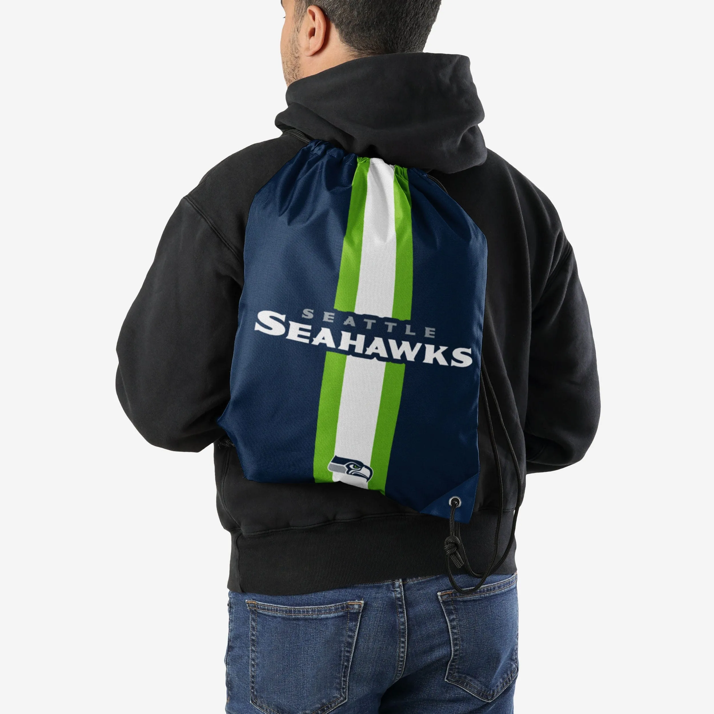 Seattle Seahawks Team Stripe Wordmark Drawstring Backpack