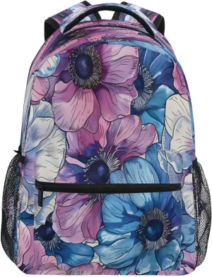 senya Exotic Anemone Flower Backpack School Bag Travel Daypack for Boys Girls