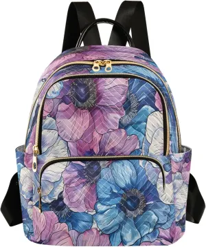 senya Exotic Anemone Flower Women Backpack Purse Travel Daypack Shoulder Bag