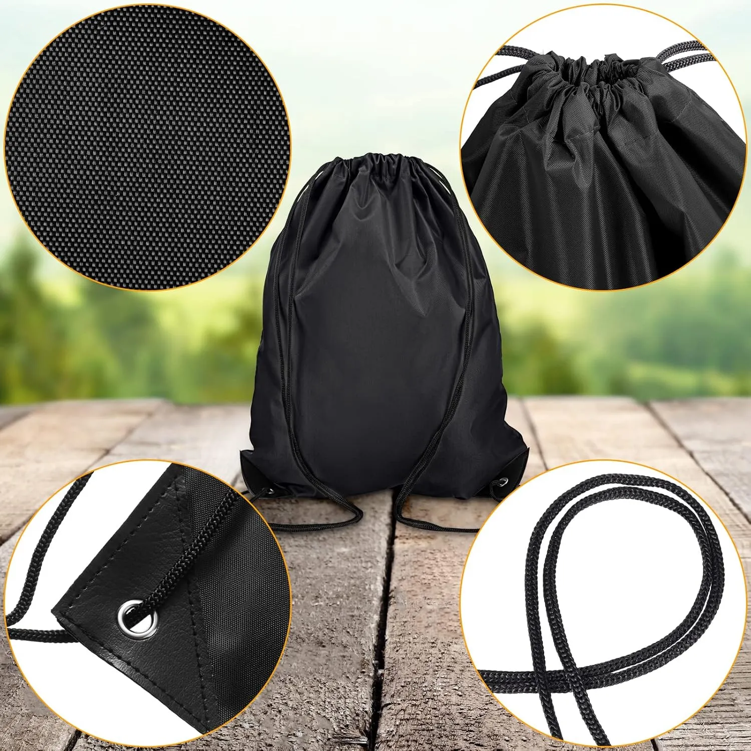 Shappy 60 Pieces Drawstring Bags Drawstring Backpack Bulk Sports Nylon Gym Cinch Bags for Women Men Sports Outdoor(Black)