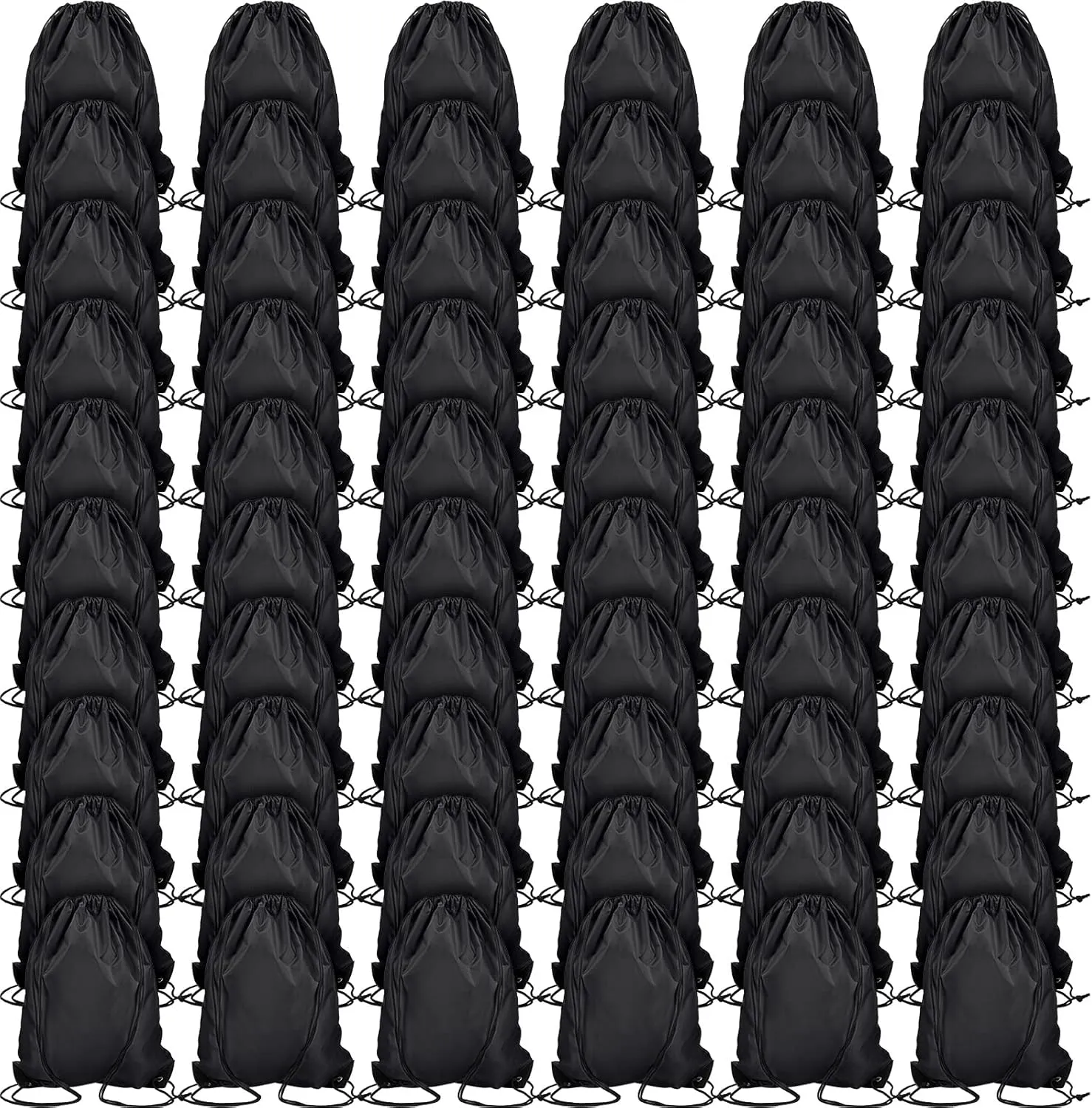 Shappy 60 Pieces Drawstring Bags Drawstring Backpack Bulk Sports Nylon Gym Cinch Bags for Women Men Sports Outdoor(Black)