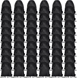 Shappy 60 Pieces Drawstring Bags Drawstring Backpack Bulk Sports Nylon Gym Cinch Bags for Women Men Sports Outdoor(Black)