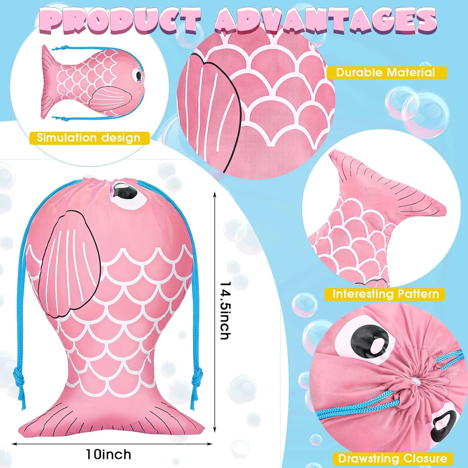 Shappy Little Fisherman Drawstring Bags Drawstring Backpack Bags Girls Boys Party Supplies Camping Favors Colorful Fishing Gift Bags for kids party favors Designs Candy Goody Treat Bags (Cute, 24)