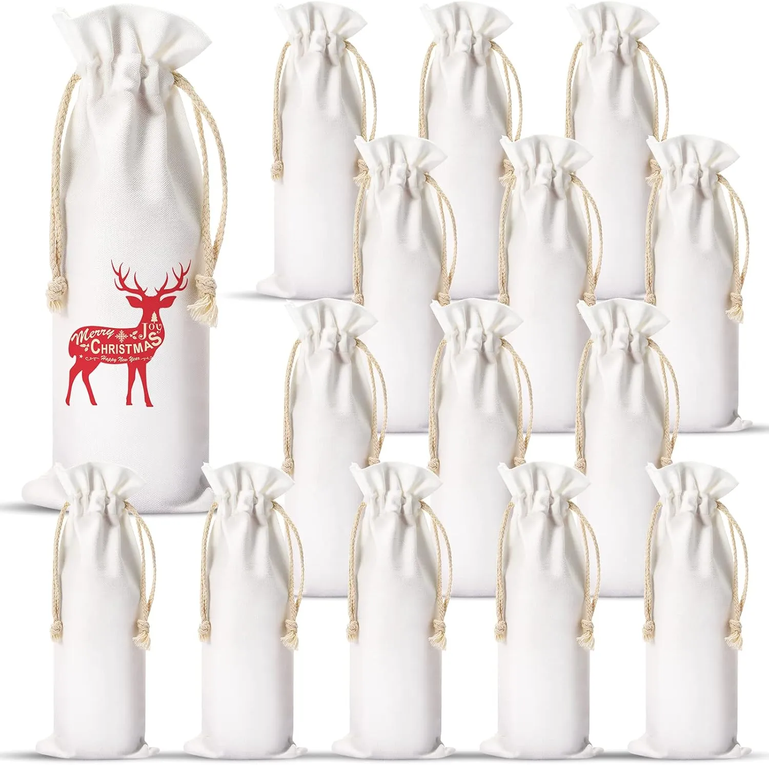 Shappy Sublimation Wine Bag Reusable Canvas Wine Bags with Drawstrings for DIY Wedding Nurse Graduation Physician Assistant Gifts Birthday Anniversary Present Law Student(30 Pieces)