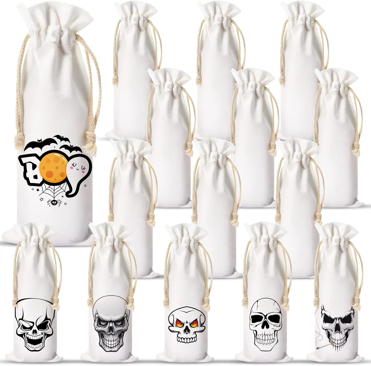 Shappy Sublimation Wine Bag Reusable Canvas Wine Bags with Drawstrings for DIY Wedding Nurse Graduation Physician Assistant Gifts Birthday Anniversary Present Law Student(30 Pieces)