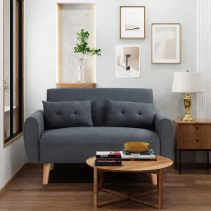 Shintenchi Small Modern Loveseat Couch Sofa, Mid Century Fabric Upholstered 2-Seat Sofa Couch Love Seats Furniture for Small Space, Dark Grey