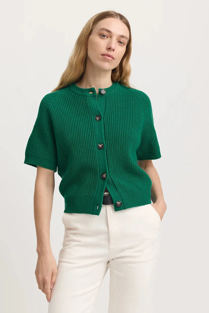 SHORT SLEEVE CARDIGAN | Lush Green