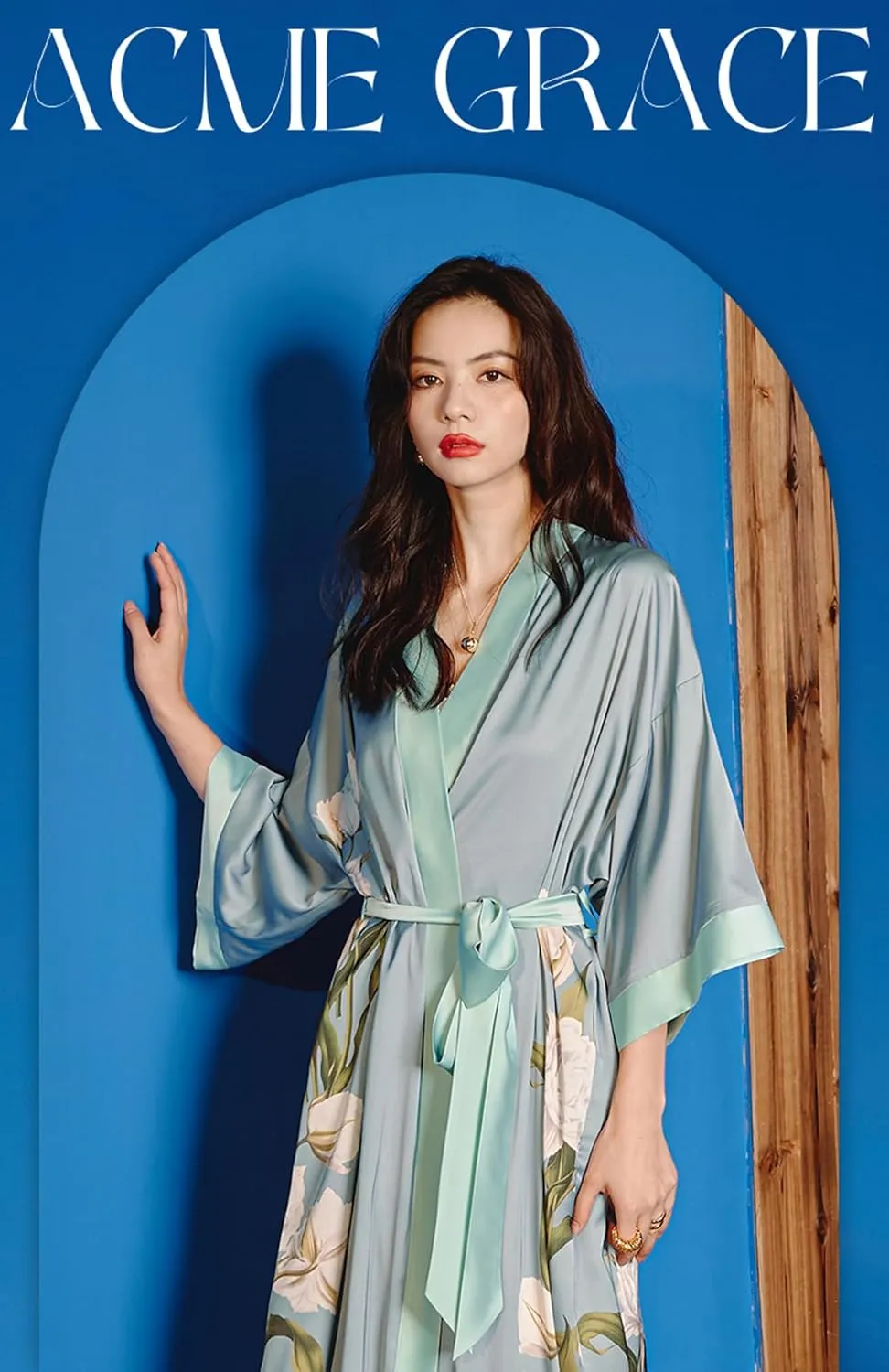 Silk Satin Robe for Women Long Japanese Kimono Robe Lightweight Soft Bathrobe Summer Luxury Dressing Gown