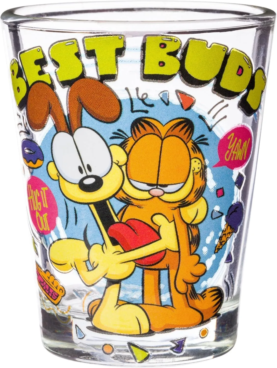 Silver Buffalo Garfield and Odie 4 Pack Mini Glass Set, 1.5 Ounces