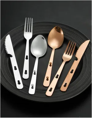 Silverware Flatware Set, 3/12/18/24/30/36 Piece Knives, Forks And Spoons, Three-in-one Stainless Steel Tableware, Portable, Removable And Foldable Tableware For Outdoor Picnics, Multi-funct