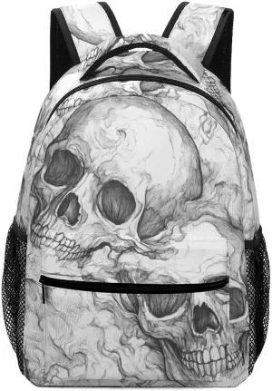 Sketch Skull Smoky Travel Backpack Lightweight Shoulders Bag Laptop Daypack for Work Office