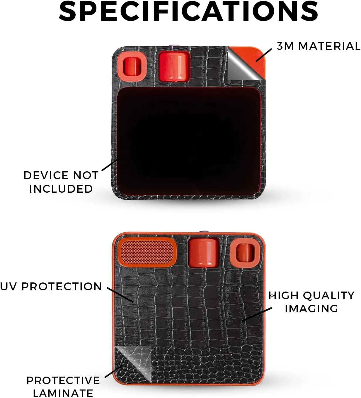 Skin Compatible with Rabbit r1 - Black Gator Skin - Premium 3M Vinyl Protective Wrap Decal Cover - Easy to Apply | Crafted in The USA by MightySkins