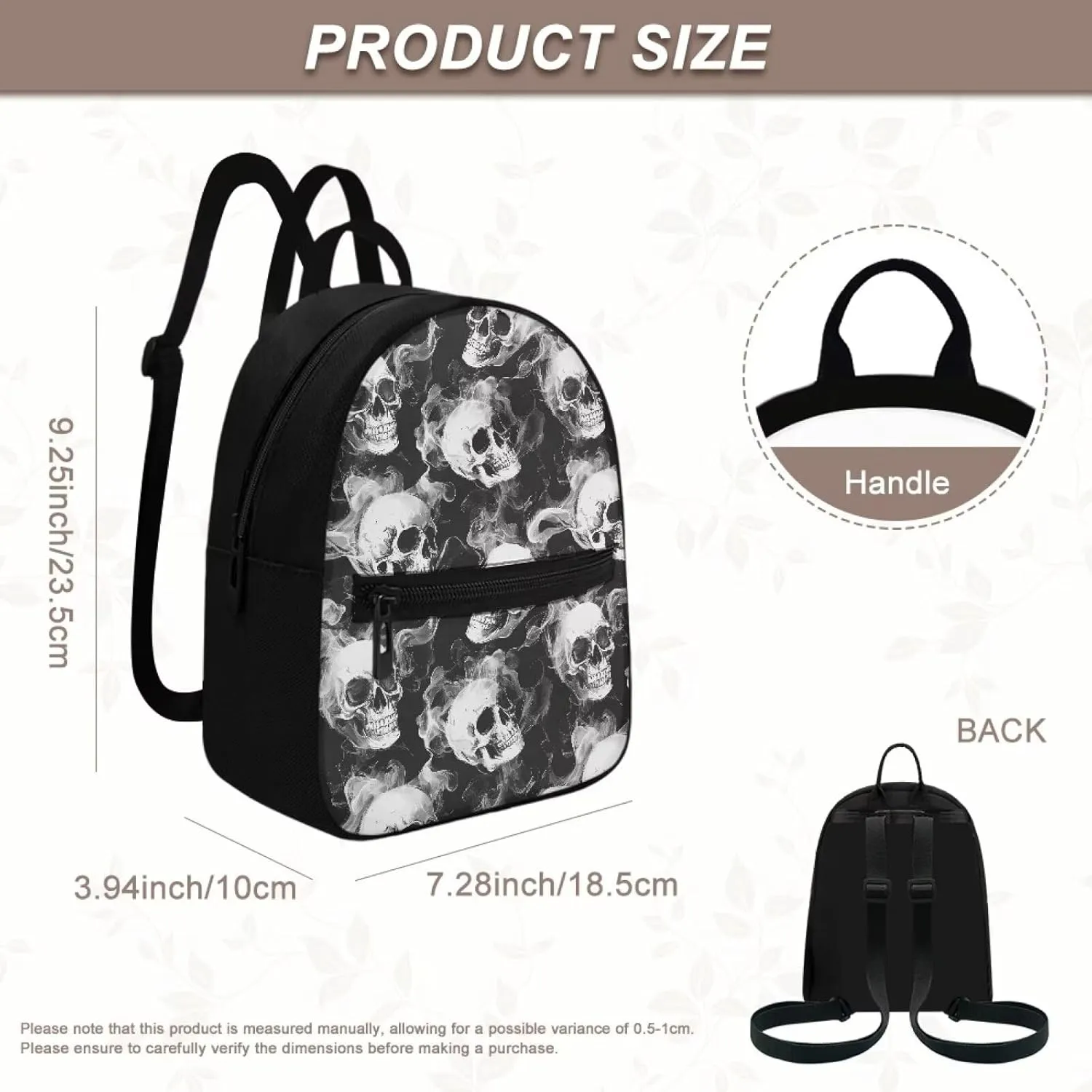 Skull Smoke Unisex's Stylish Mini Backpack Purse Small Casual Daypack Cute Shoulder Bag Purse for Women Casual Daypack for Beach Holidays or Weekend Outings