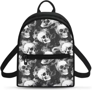Skull Smoke Unisex's Stylish Mini Backpack Purse Small Casual Daypack Cute Shoulder Bag Purse for Women Casual Daypack for Beach Holidays or Weekend Outings