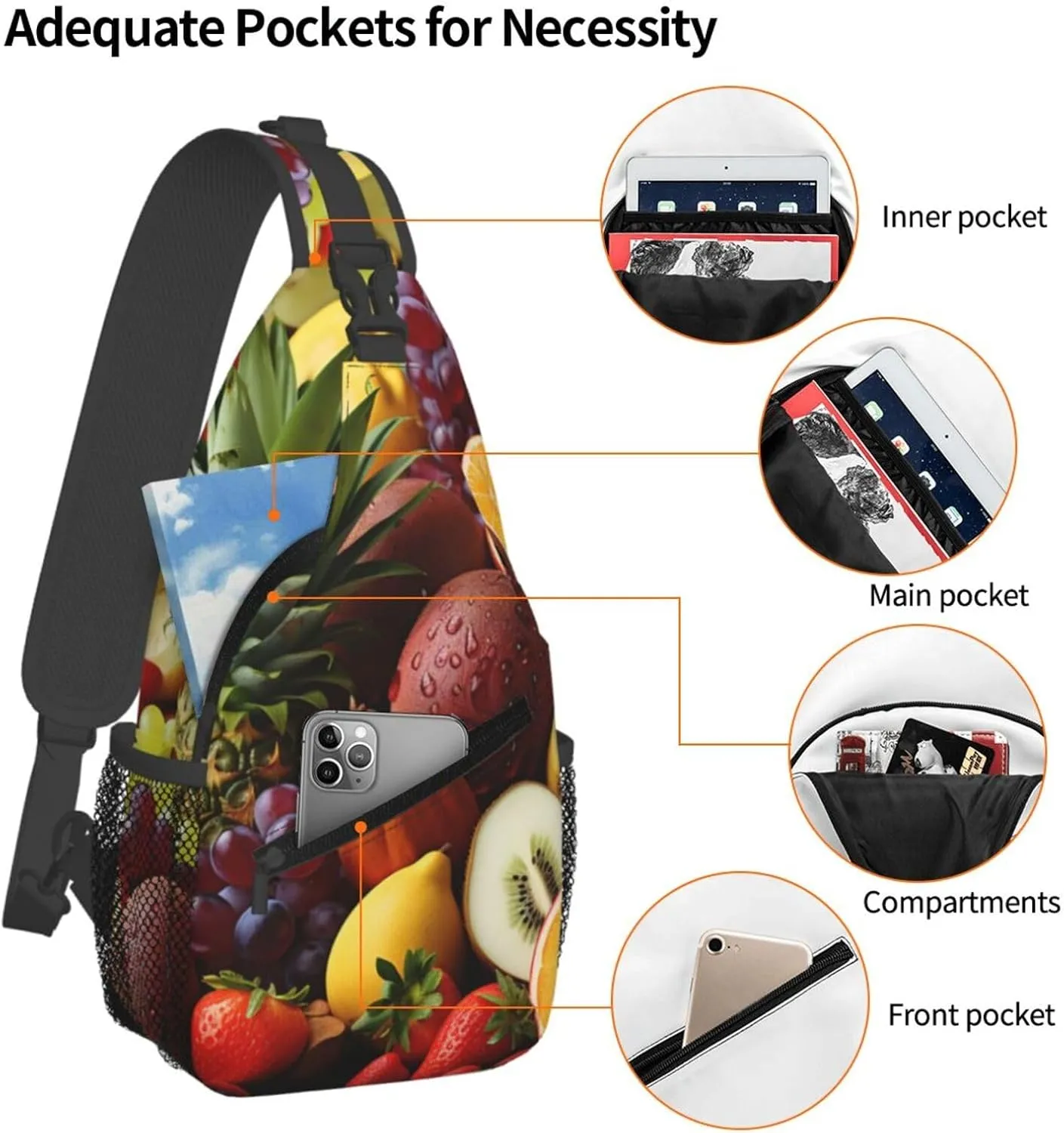Sling Bag for Men Women Crossbody Backpack Exotic fruits Crossbody Bag Chest Bag for Travel Sport