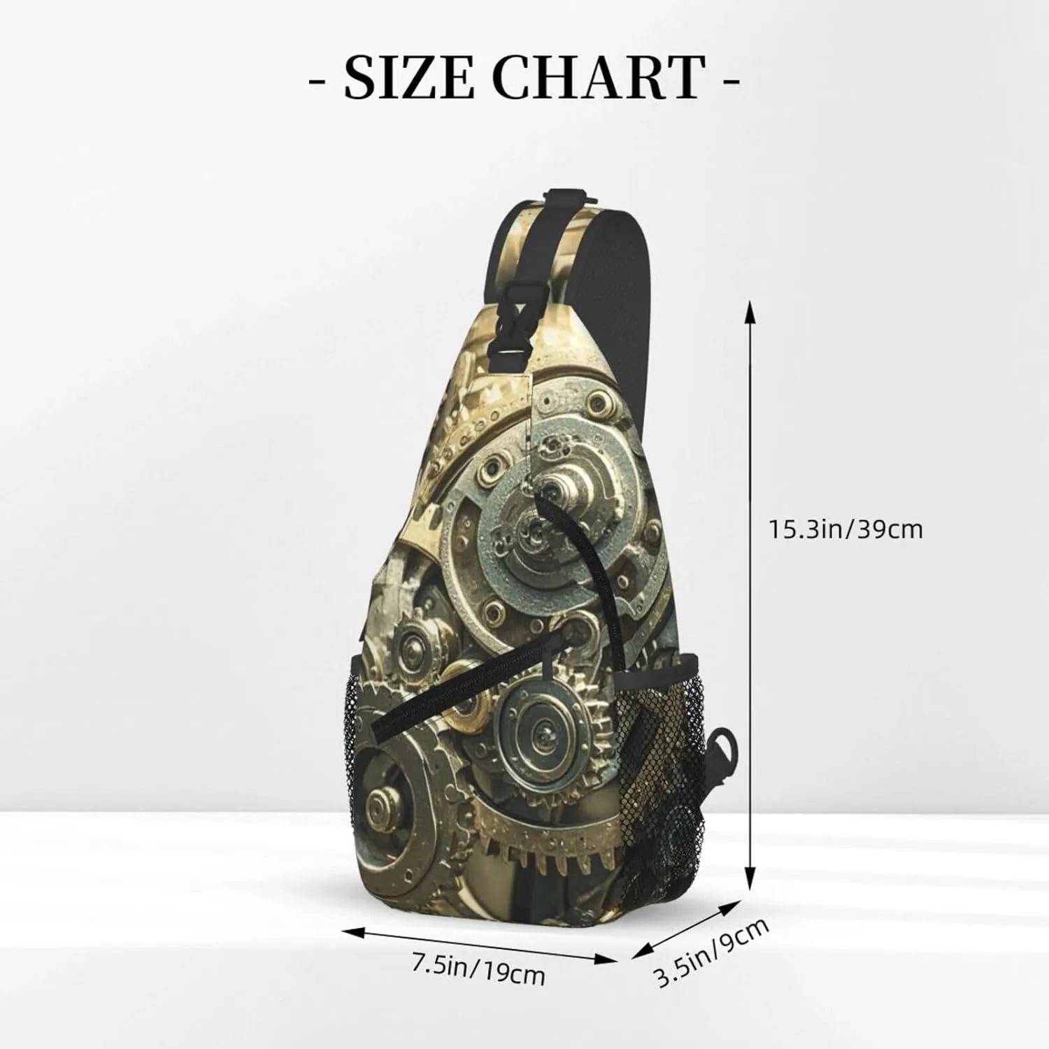 Sling Bag for Men Women Crossbody Backpack Steampunk Mechanical Gears Crossbody Bag Chest Bag for Travel Sport