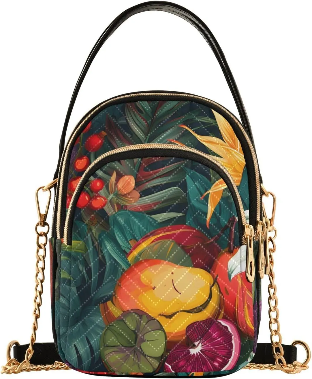 Sling Bag for Women-Fruits Exotic Print, Fashion Shoulder Bag Crossbody Bag Purse with Chain Strap Top handle 5.91×3.15×8.27 Inches