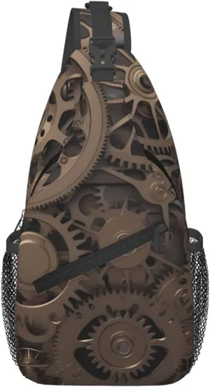 Sling Bags for Women Men Steampunk Mechanical Gears Sling Backpack Adjustable Belt Bum Bags Fanny Pack for Travel Sports Running Hiking Waist Packs