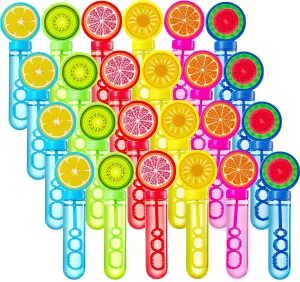 Sloosh 24 Pack Fruits Mini Bubble Wands (1 oz) for Kids, Summer Bubble Fun Activity, Easter, Themed Birthday Wedding, Assortment Party Favors Gift