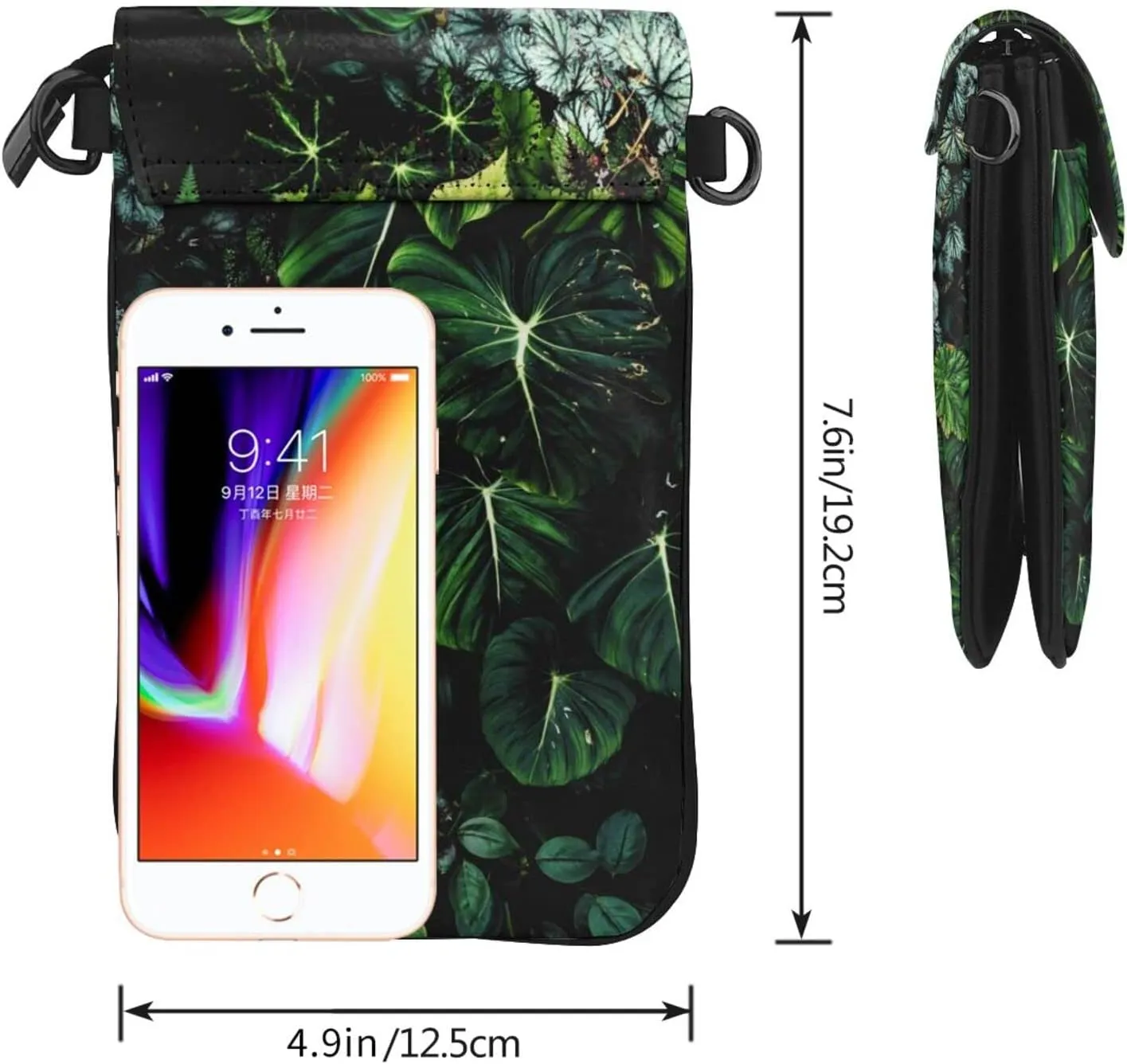 Small Crossbody Bag For Women,Leather Phone Purse Women'S Shoulder Handbags Wallet Purse -Lush Foliage Green Plant