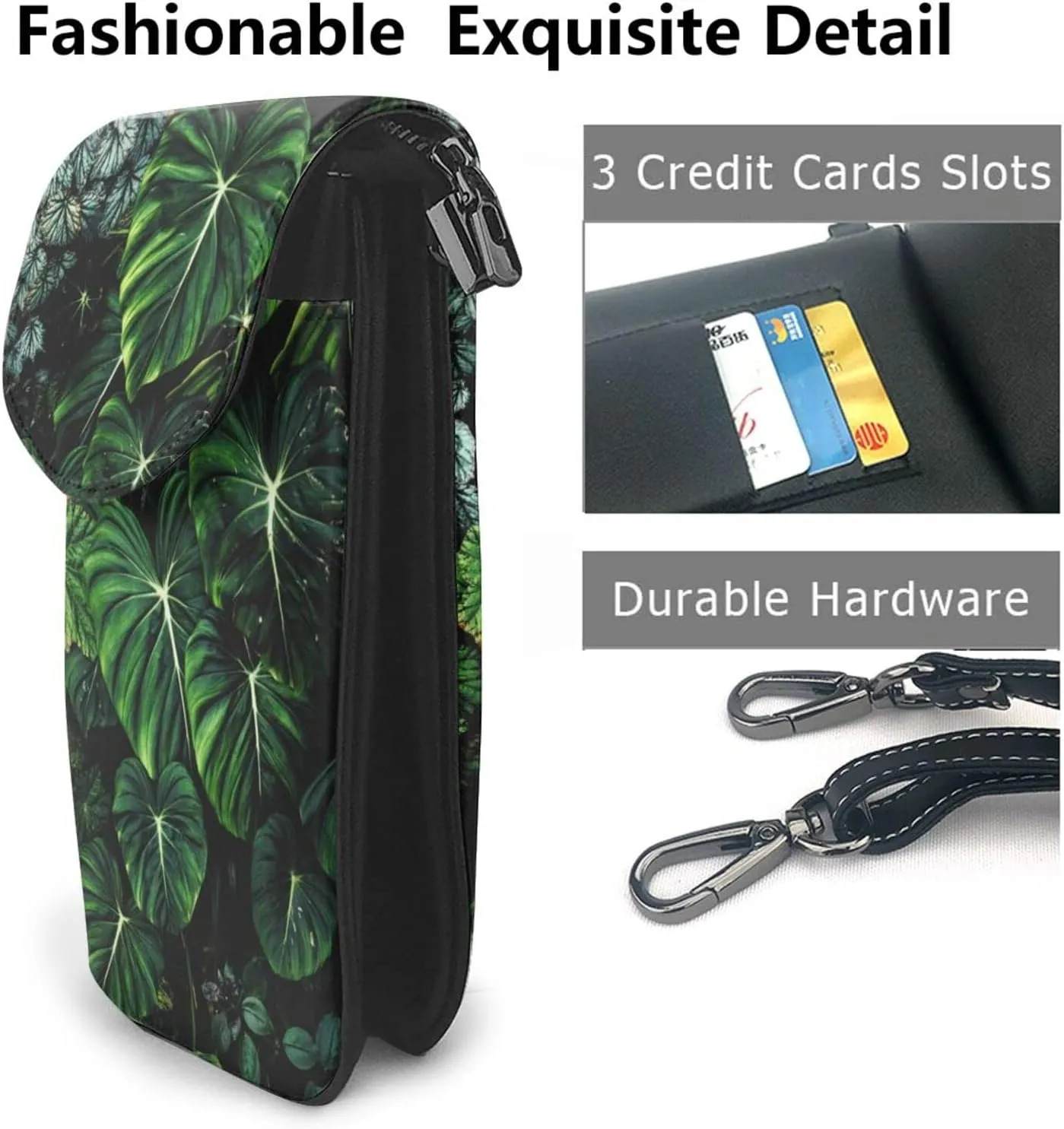 Small Crossbody Bag For Women,Leather Phone Purse Women'S Shoulder Handbags Wallet Purse -Lush Foliage Green Plant