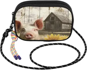 Small Crossbody Bags Farm Pig Fence Retro for Women Cell Phone Purses Women's Shoulder Handbag Wallet Purse