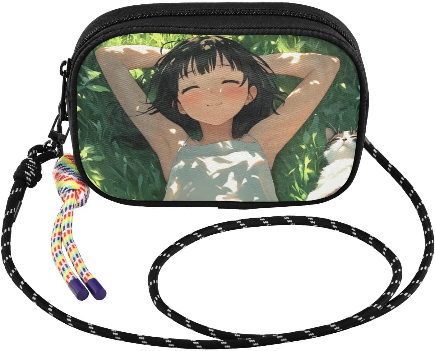 Small Crossbody Bags Peace Cat Grassland for Women Cell Phone Purses Shoulder Bag Handbag with Adjustable Strap
