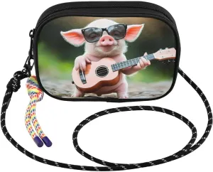 Small Crossbody Bags Pig Guitar Cute for Women Cell Phone Purses Shoulder Bag Handbag with Adjustable Strap