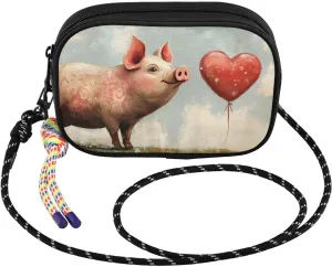 Small Crossbody Bags Pig Heart Red Cute for Women Cell Phone Purses Women's Shoulder Handbag Wallet Purse