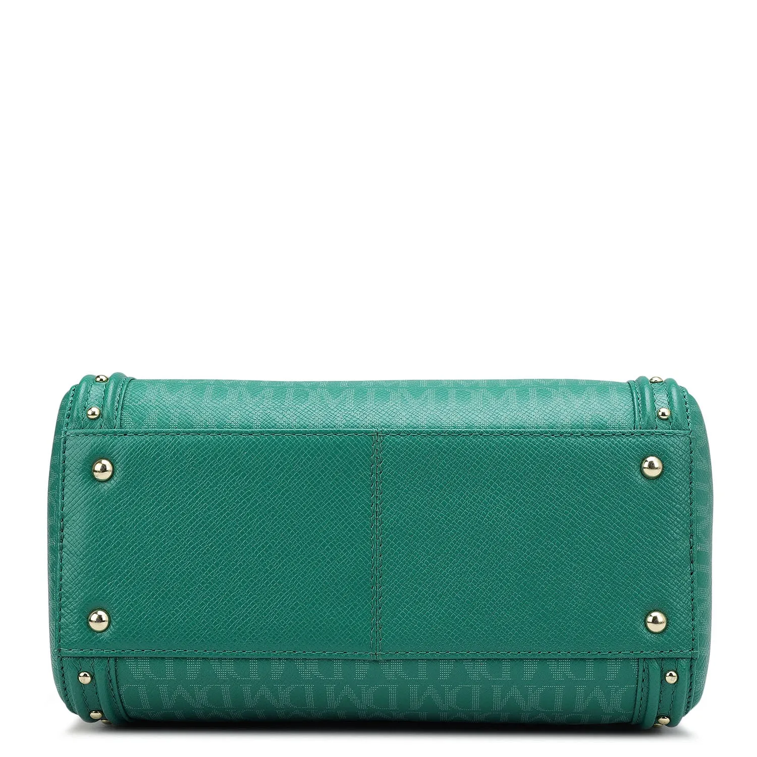 Small Monogram Leather Satchel - Emerald Green