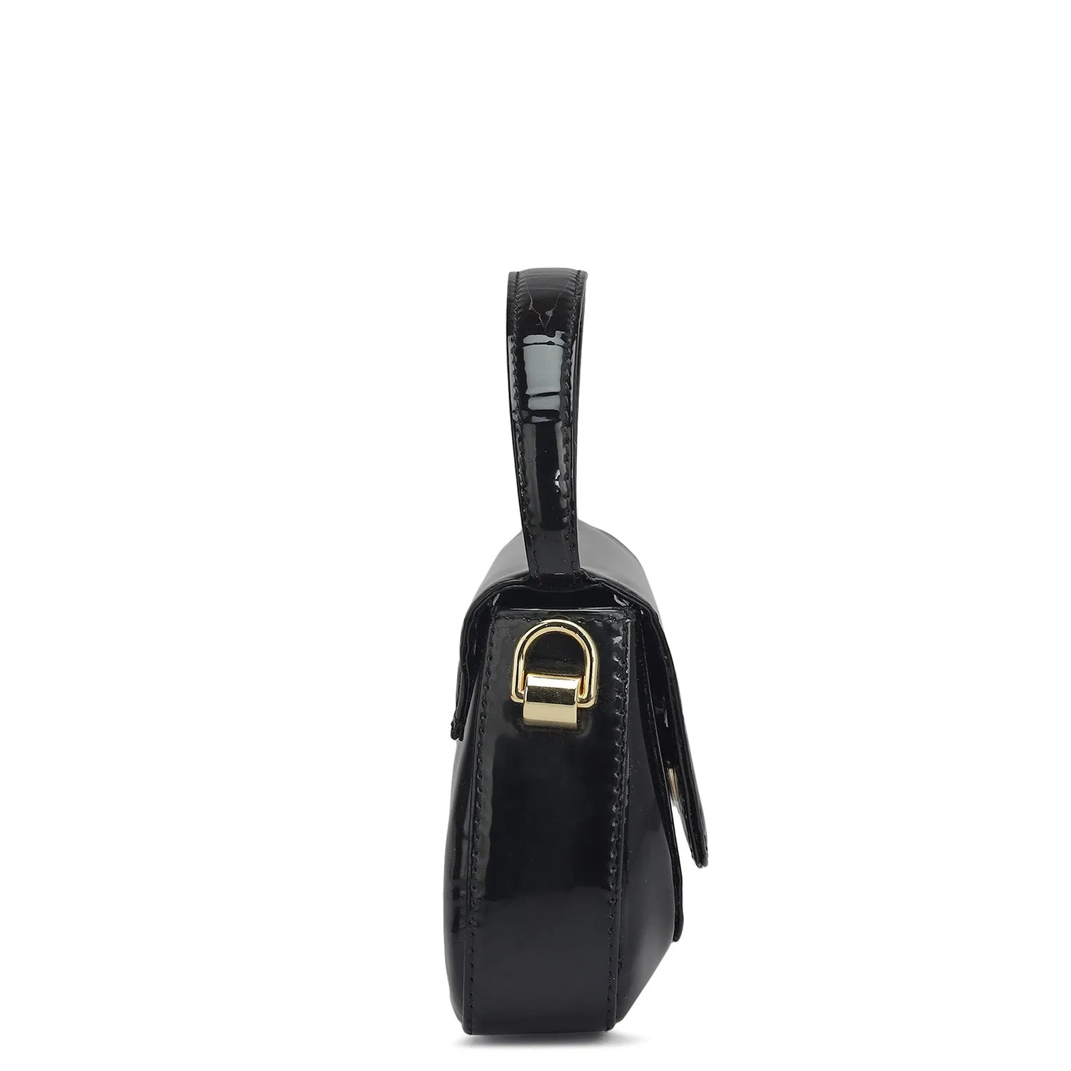 Small Patent Leather Satchel - Black