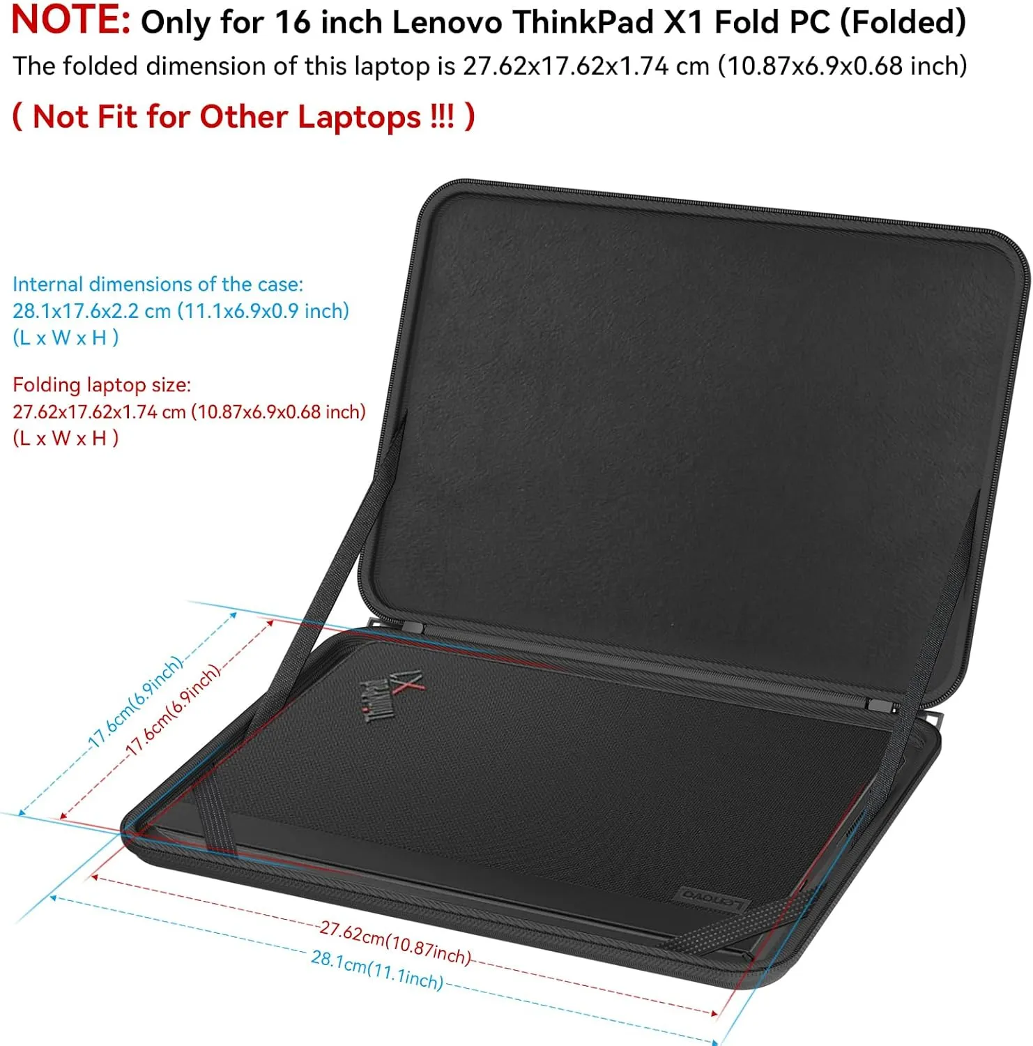 Smatree Hard EVA Protective Sleeve Case Only Compatible for 16 inch Lenovo ThinkPad X1 Fold PC Notebook Bag, Not Fit for Other Laptops, Not Fit for Unfolded State (X8012)
