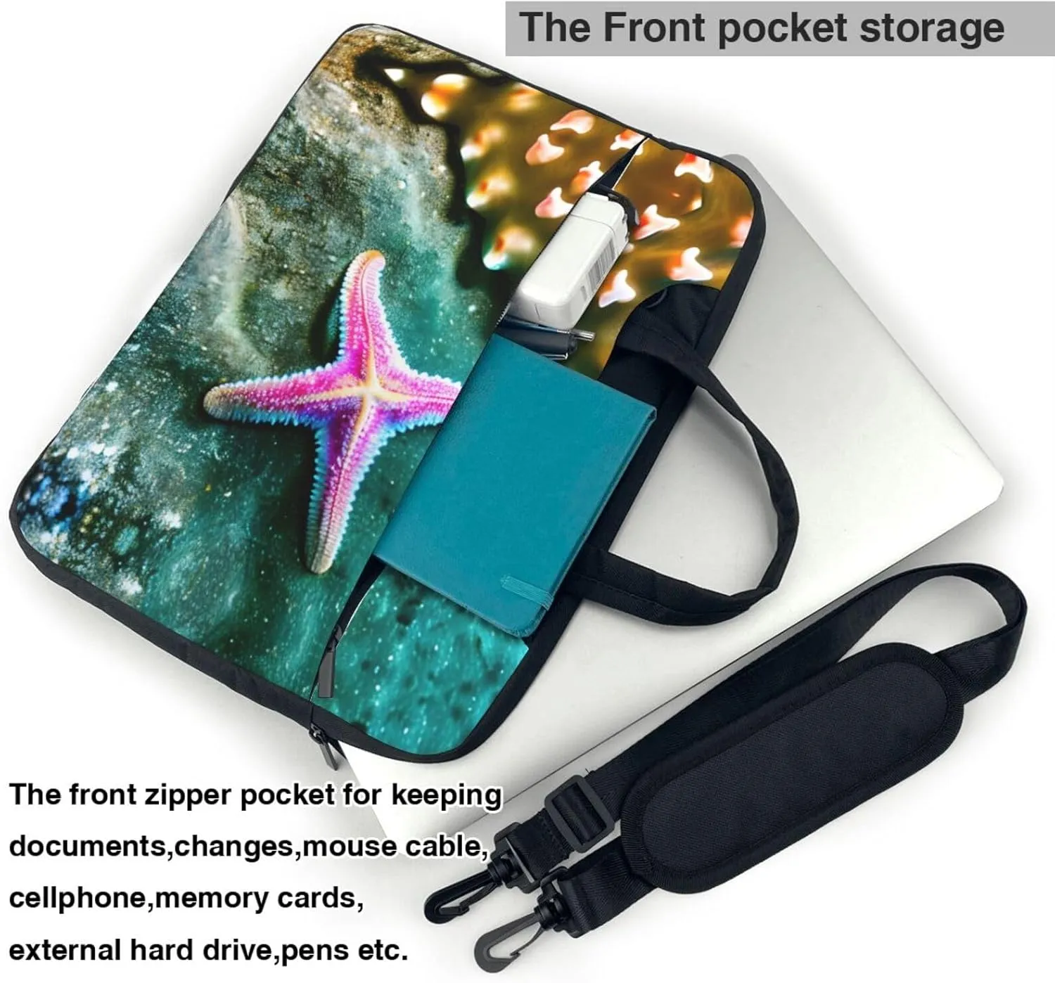 Smokey Mountain Cliff Print Notebook Computer Protective Carrying Cover With Pocket,13 Inch Laptop Shoulder Bag