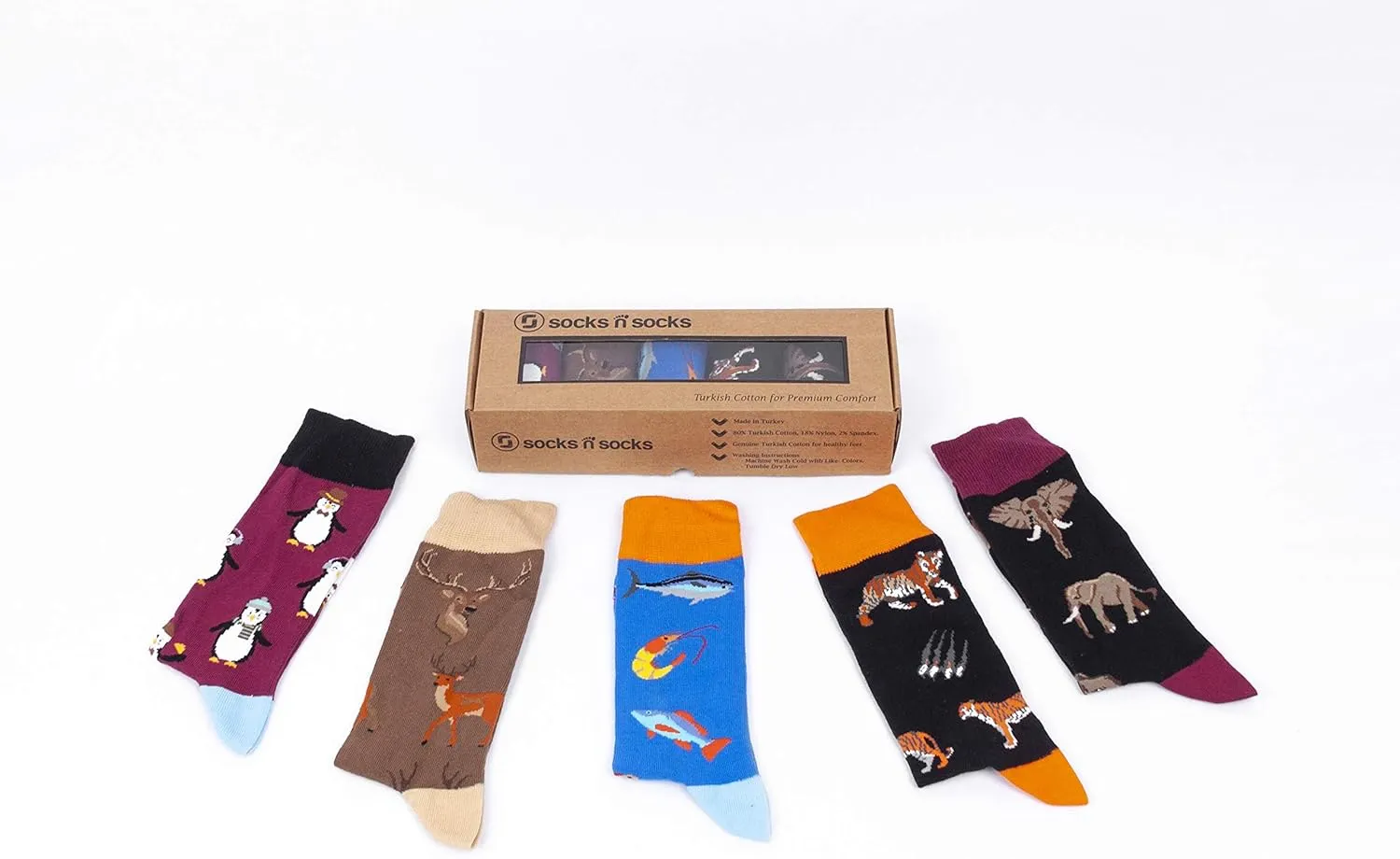 socks n socks-Mens 5pair Luxury Colorful Cotton Fun Novelty Dress Socks Gift Box