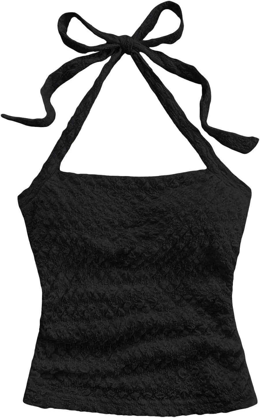 SOLY HUX Women's Halter Top Tie Back Textured Going Out Concert Beach Vacation Crop Tops Summer Sleeveless Camisole
