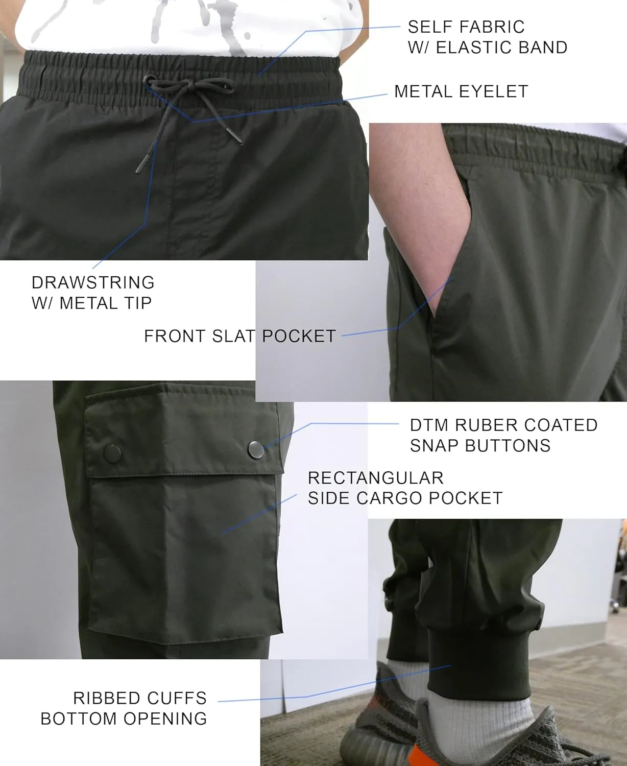 Southpole Men's Active Fleece & Tech Woven Cargo Jogger Pants