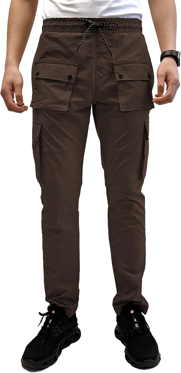 Southpole Men's Lightweignt Tech Woven Nylon Pants, Water Resistant, Quick Dry, 4 Pockets